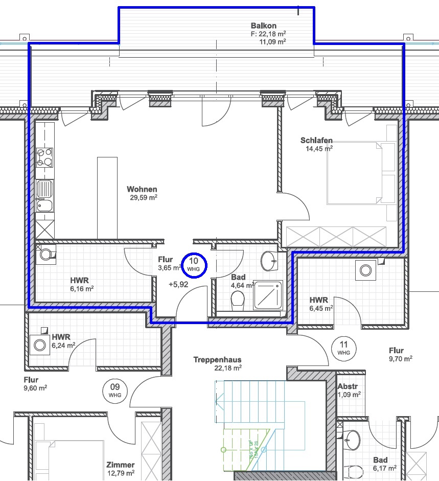 Wohnungsgrundriss 10 Dachgeschosswohnung Wacken