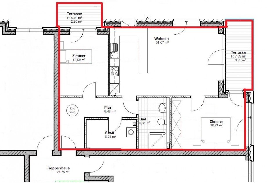Grundriss WHG 03 Erdgeschosswohnung Wacken