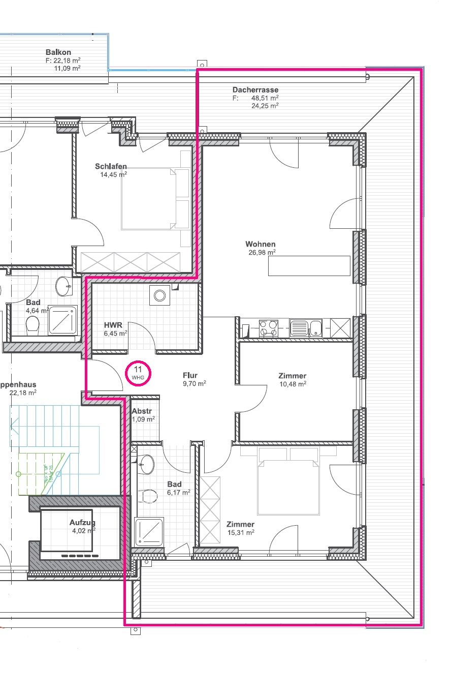Wohnungsgrundriss 11 Dachgeschosswohnung Wacken